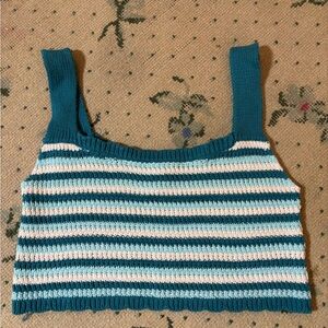 wild fable Teal, White & Light Blue Striped Knit Tank